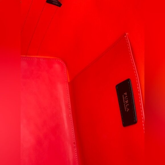 🆕 FURLA 🧿 NWOT Constanza Laser Cut Drawstring Bucket Bag, Red Leather - Picture 12 of 16